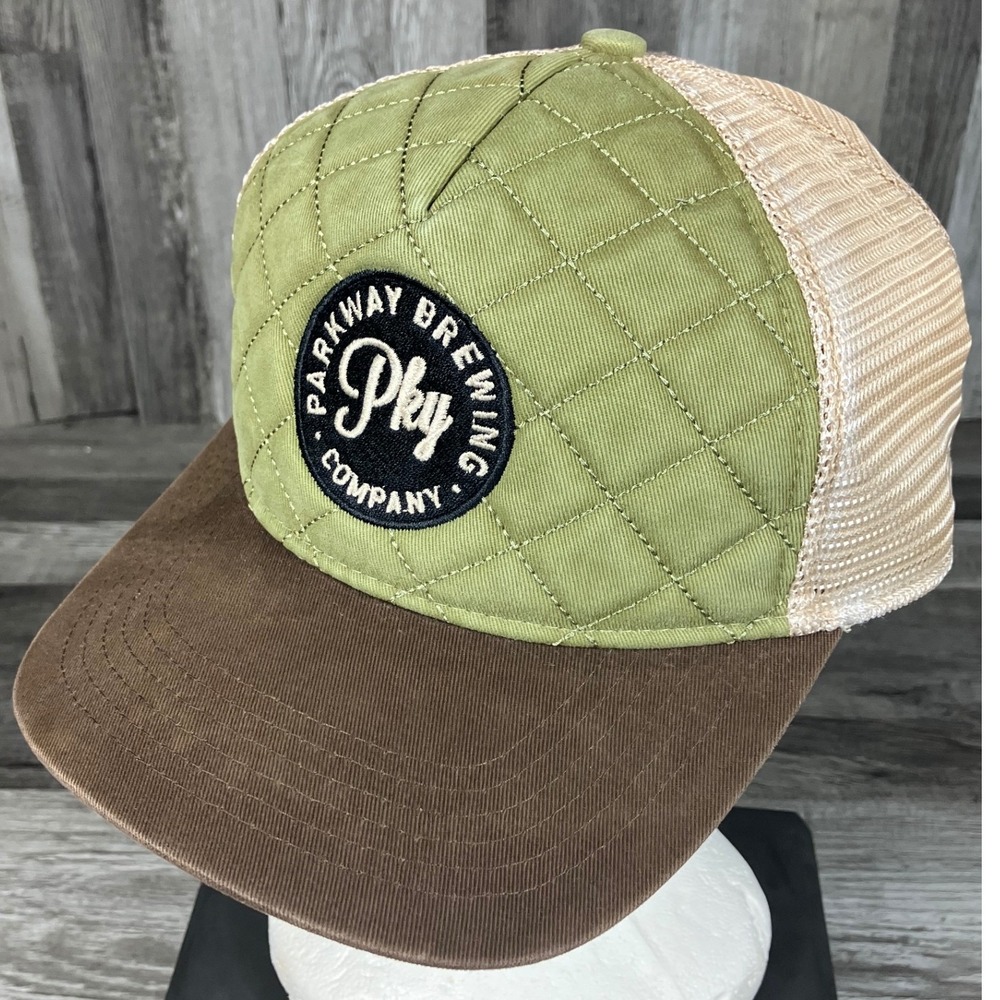 Outdoor Cap Parkway Brewing Co Quilted Trucker Hat Green Brown QLT-100M Snapback